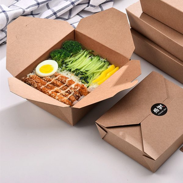 Kraft paper lunch box food packaging box (4)