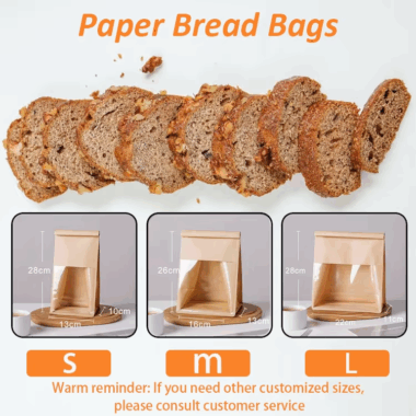 Paper Bread Bags with Clear Window