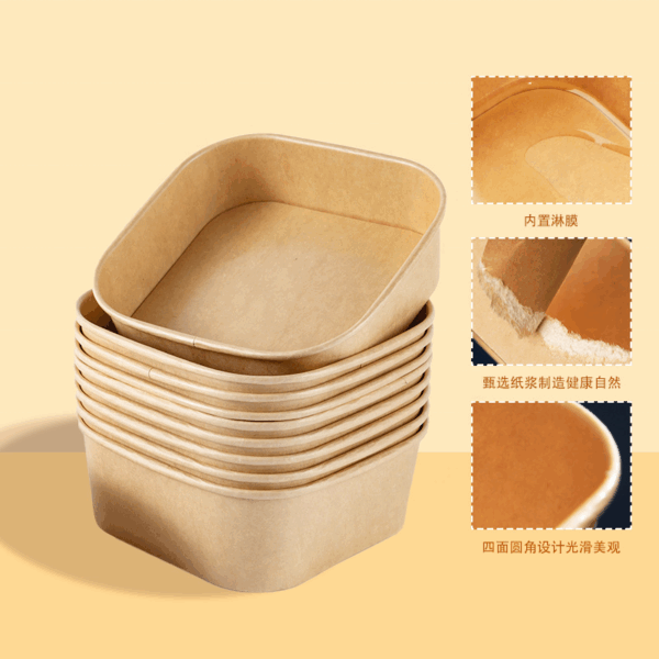 Custom Kraft Paper Bowls – Food Grade Disposable Packaging (2) Food grade kraft paper bowls for takeaway