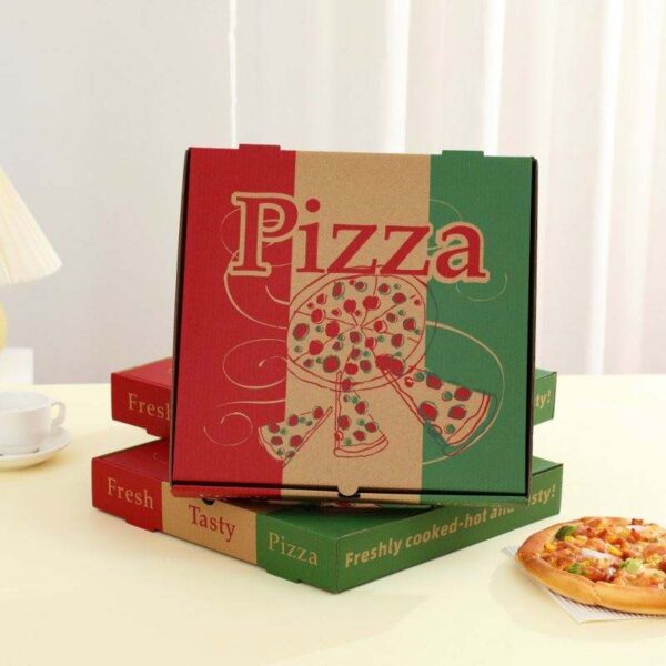 Kraft Corrugated Pizza Box with Black Slice