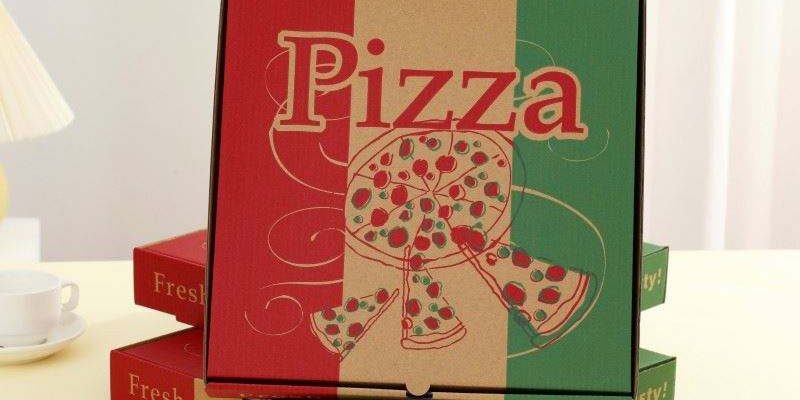 Kraft Corrugated Pizza Box with Black Slice