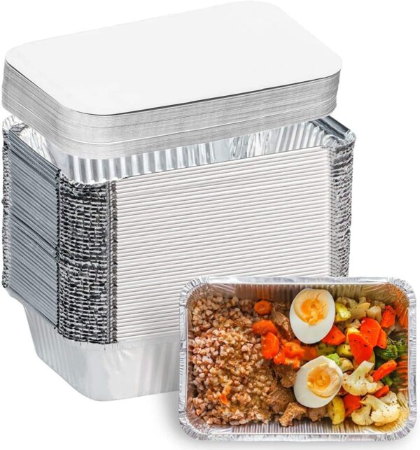 aluminum foil container with lid for food