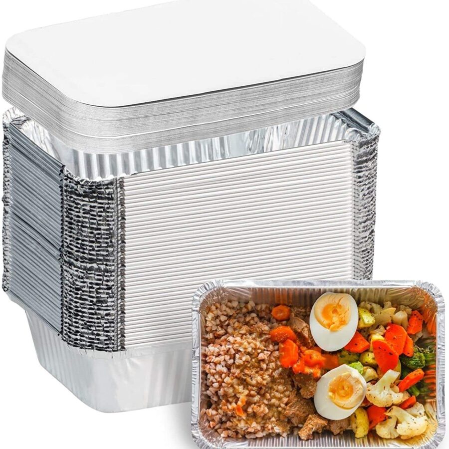 aluminum foil container with lid for food
