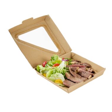 Kraft Clamshell Food Container with PLA Window