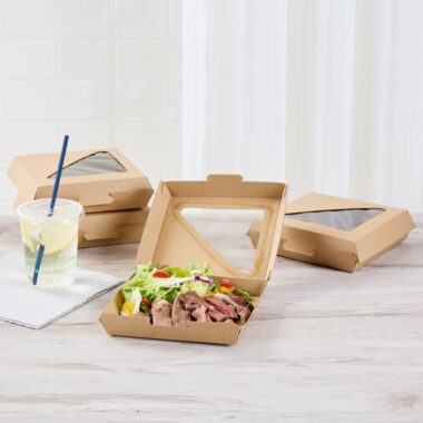 Kraft Clamshell Food Container with PLA Window