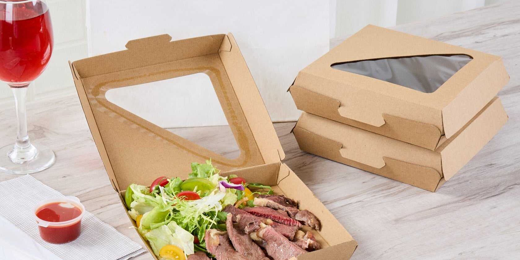 Kraft Clamshell Food Container with PLA Window