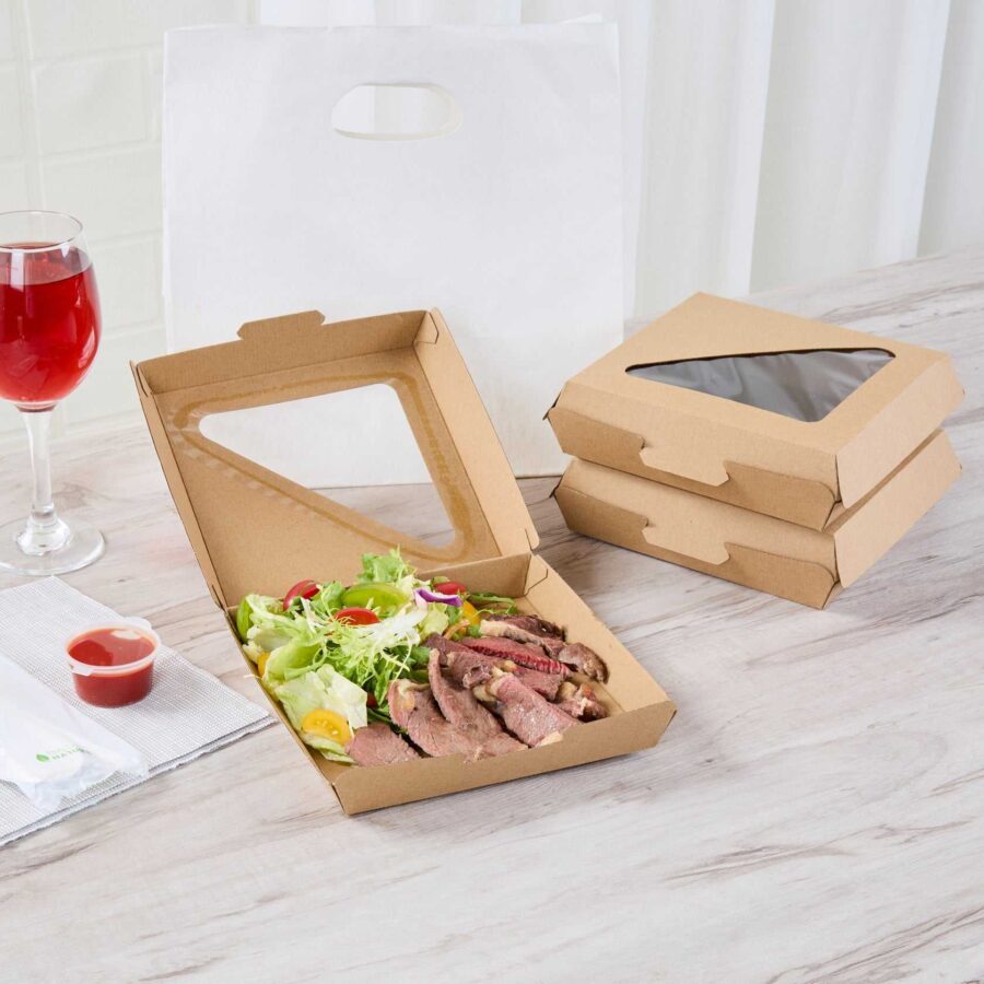 Kraft Clamshell Food Container with PLA Window