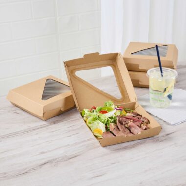 Kraft Clamshell Food Container with PLA Window
