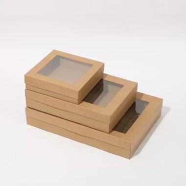 Large Kraft grazing box with clear window