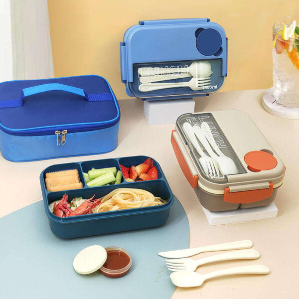 Lunch Box with Cutlery & Sauce Box