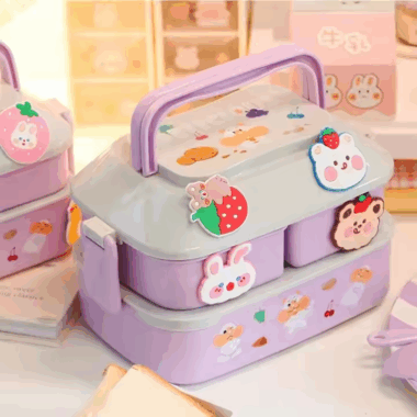 Plastic Tiffin Lunch Box for Adults & Kids