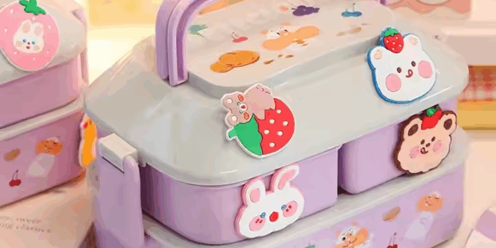 Plastic Tiffin Lunch Box for Adults & Kids