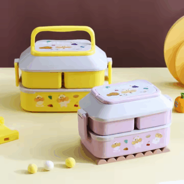 Plastic Tiffin Lunch Box for Adults & Kids