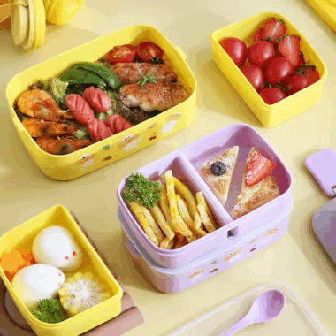 Plastic Tiffin Lunch Box for Adults & Kids
