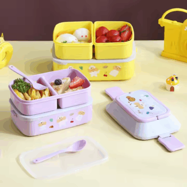 Plastic Tiffin Lunch Box for Adults & Kids