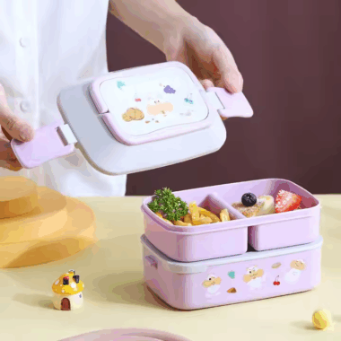 Plastic Tiffin Lunch Box for Adults & Kids