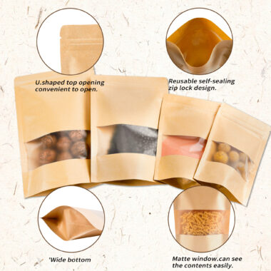 500g kraft stand up ziplock pouch