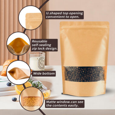 500g kraft stand up ziplock pouch