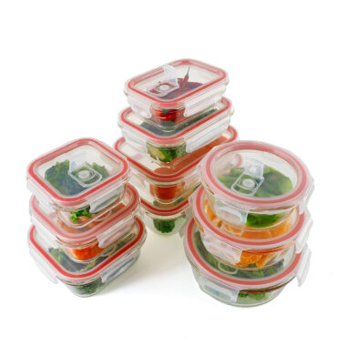 Glass lunchbox with locking lids
