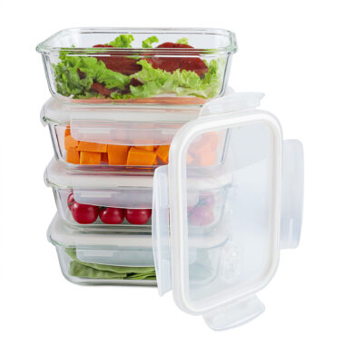 Glass lunchbox with locking lids