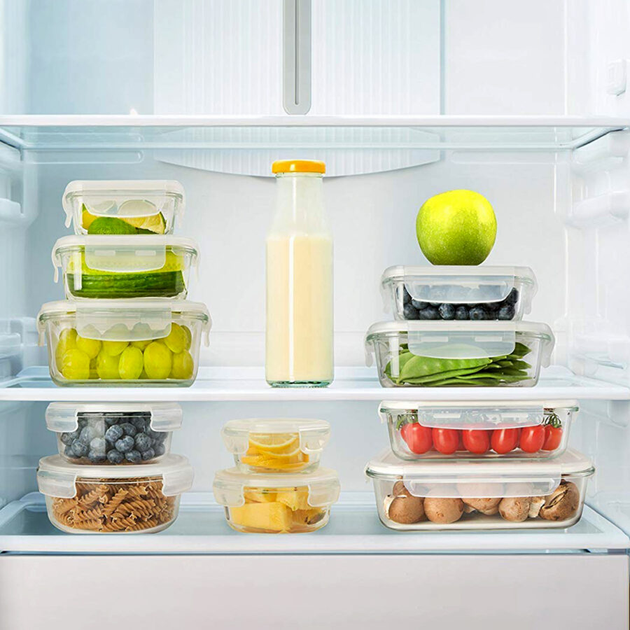 Glass lunchbox with locking lids