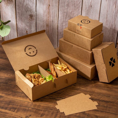 kraft paper takeaway food box for fast food