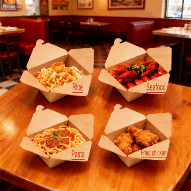 kraft paper takeaway food box for fast food