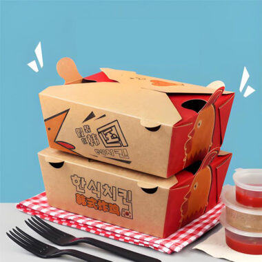 kraft paper takeaway food box for fast food