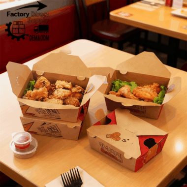kraft paper takeaway food box for fast food