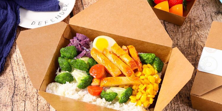 kraft paper takeaway food box for fast food